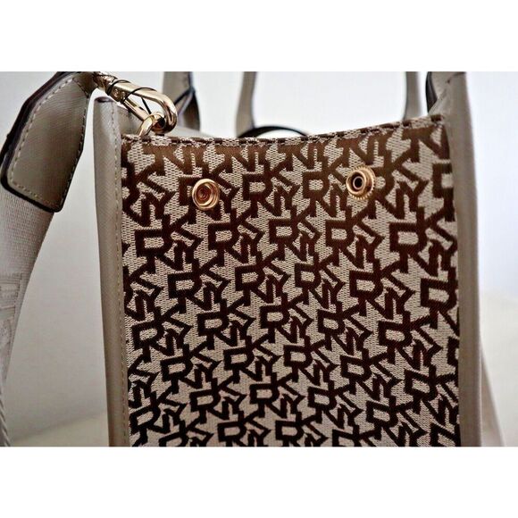 DKNY R23AFW37 Women's Brown/Tan Carlita Tote Bag w/Shoulder/Crossbody Strap - Picture 7 of 11